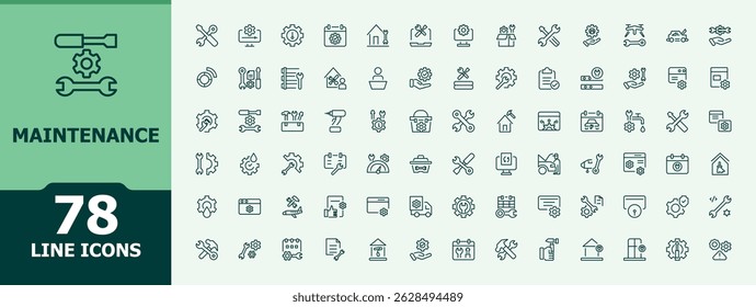 Maintenance icon set. Minimalist icons collection. Contains related to work, repair, tools, industrial, tool, service. Editable vector illustration. Tools icon.