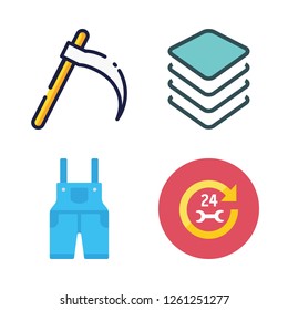 maintenance icon set. vector set about car repair, cpu, mower and overall icons set.