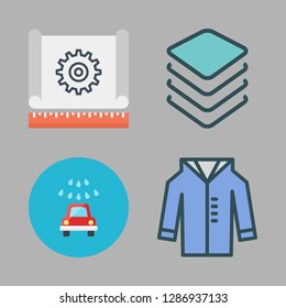 maintenance icon set. vector set about configuration, car wash, cpu and coat icons set.