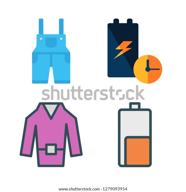 maintenance icon set. vector set about overall, coat\
and battery icons\
set.