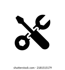 Maintenance icon. Simple solid style. Tool, wrench and screwdriver, spanner sign. Home services concept. Glyph vector illustration symbol element isolated on white background. EPS 10.
