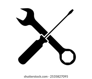 Maintenance icon symbol with spanner and screwdriver vector. Maintenance, symbol, wrench, icon, repair. Can use for infographic, banner, poster, web design. Vector isolated on white background.