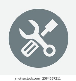 Maintenance icon symbolizing repair, upkeep, service, and equipment functionality in design.