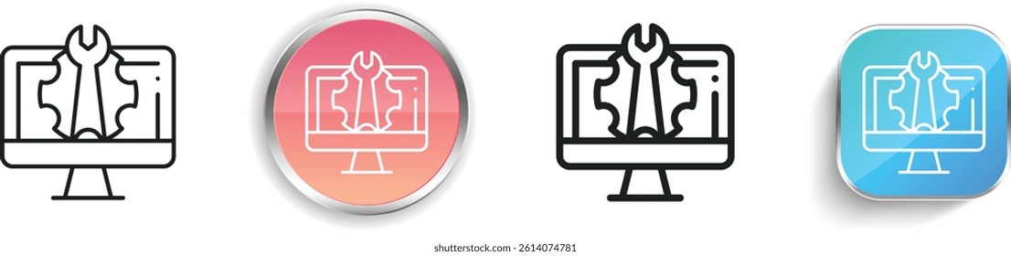 maintenance icon. Thin Linear, Regular and Button Style Design Isolated On White Background