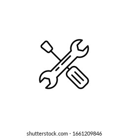 maintenance icon vector design.Crossed wrench and screwdriver icon vector line style