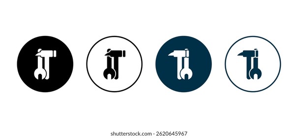 Icono de mantenimiento Vector. Llave con martillo en concepto de estilo plano - Vector de valores.