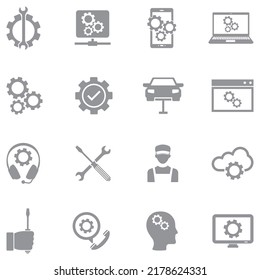 Iconos de mantenimiento. Diseño plano gris. Ilustración vectorial.