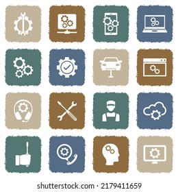 Maintenance Icons. Grunge Color Flat Design. Vector Illustration.