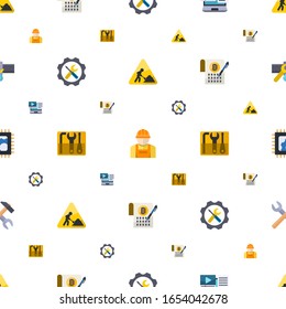 maintenance icons pattern seamless. Included editable flat construction works, builder, Systems Integration, Repair service, repair kit icons. maintenance icons for web and mobile.