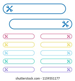 Maintenance icons in rounded color menu buttons. Left and right side icon variations.