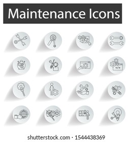 Maintenance icons set concept. Creative idea design. Flat vector illustration use for presentation, mobile app or web page 