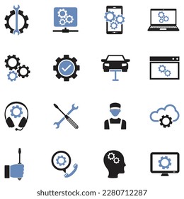 Iconos de mantenimiento. Diseño Plano De Dos Tonos. Ilustración vectorial.