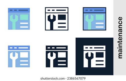 maintenance illutration icons set. Simple maintenance icons used web development.