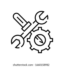 Icono de línea de mantenimiento, signo de concepto, ilustración de vector de esquema, símbolo lineal.