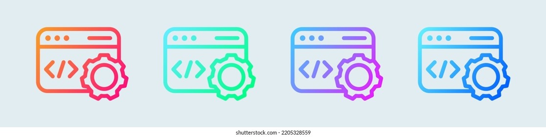 Maintenance line icon in gradient colors. Repair work signs vector illustration.