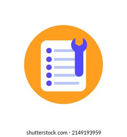 maintenance list, checkup icon, flat vector