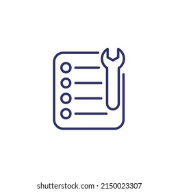 maintenance list, checkup line icon