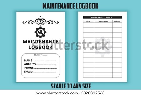 Maintenance logbook. Low content kdp interior design template