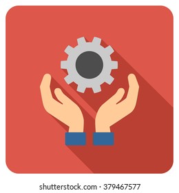 Maintenance long shadow vector icon. Style is a flat symbol on a colored rounded square button.
