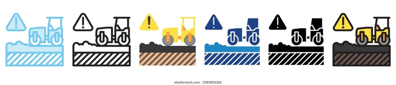 Maintenance multi style, mini illustration icon. outline, flat, glyph, line color, UI, UX kit, app, web development, digital or print. For education, construction, transportation, traffic management.