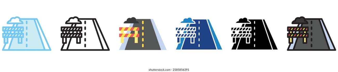 Maintenance multi style, mini illustration icon. outline, flat, glyph, line color, UI, UX kit, app, web development, digital or print. For education, construction, transportation, traffic management.