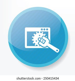Maintenance on blue flat button,clean vector