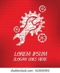 Maintenance on red background,poster grunge design