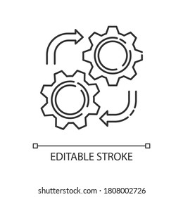 Maintenance Pixel Perfect Linear Icon. Industrial Process, Manufacturing Technology Thin Line Customizable Illustration. Contour Symbol. Vector Isolated Outline Drawing. Editable Stroke