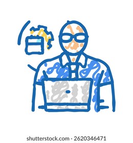planejador de manutenção ícone de doodle do trabalhador de reparo vetor de esboço. planejador de manutenção sinal do trabalhador de reparo. ilustração de símbolo isolado