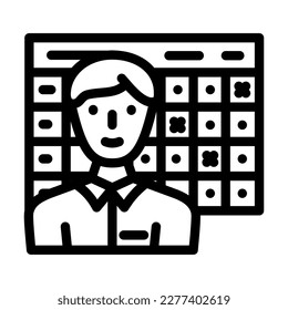 maintenance planner repair worker line icon vector. maintenance planner repair worker sign. isolated contour symbol black illustration