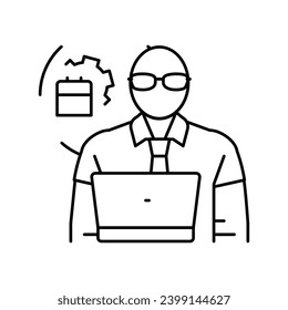 vector de icono de línea de trabajo de reparación del planificador de mantenimiento. signo de trabajador de reparación del planificador de mantenimiento. símbolo de contorno aislado ilustración negra