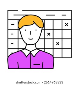maintenance planner repair worker line icon vector. maintenance planner repair worker sign. isolated symbol illustration