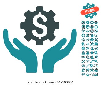 Maintenance Price icon with bonus tools pictograms. Vector illustration style is flat iconic soft blue symbols on white background.