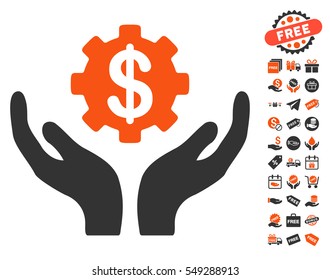 Maintenance Price pictograph with free bonus clip art. Vector illustration style is flat iconic symbols, orange and gray colors, white background.