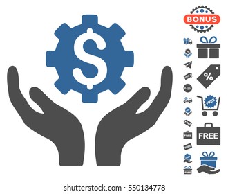 Maintenance Price pictograph with free bonus images. Vector illustration style is flat iconic symbols, cobalt and gray colors, white background.