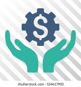 Maintenance Price vector icon. Illustration style is flat iconic bicolor cobalt and cyan symbol on a hatch transparent background.