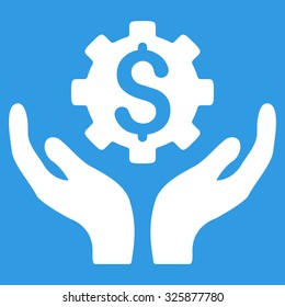 Maintenance Price vector icon. Style is flat symbol, white color, rounded angles, blue background.