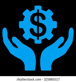 Maintenance Price vector icon. Style is flat symbol, blue color, rounded angles, black background.