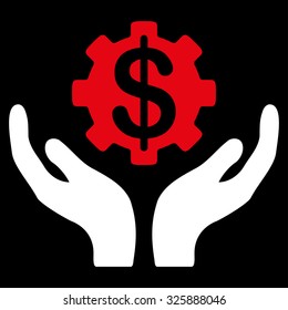 Maintenance Price vector icon. Style is bicolor flat symbol, red and white colors, rounded angles, black background.