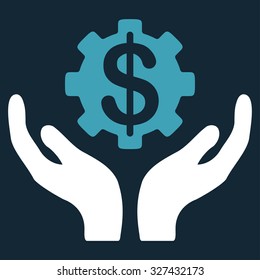 Maintenance Price vector icon. Style is bicolor flat symbol, blue and white colors, rounded angles, dark blue background.