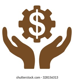 Maintenance Price vector icon. Style is flat symbol, brown color, rounded angles, white background.