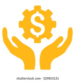 Maintenance Price vector icon. Style is flat symbol, yellow color, rounded angles, white background.