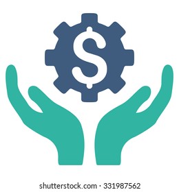 Maintenance Price vector icon. Style is bicolor flat symbol, cobalt and cyan colors, rounded angles, white background.