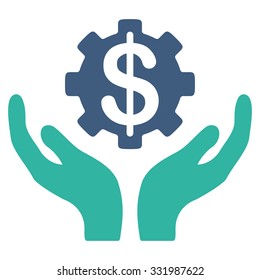 Maintenance Price vector icon. Style is bicolor flat symbol, cobalt and cyan colors, rounded angles, white background.