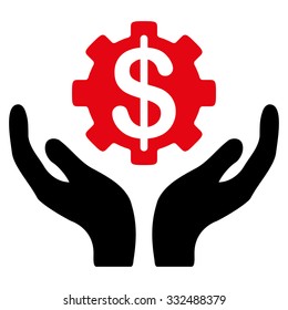 Maintenance Price vector icon. Style is bicolor flat symbol, intensive red and black colors, rounded angles, white background.