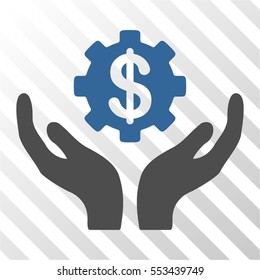 Maintenance Price vector pictograph. Illustration style is flat iconic bicolor cobalt and gray symbol on a hatch transparent background.