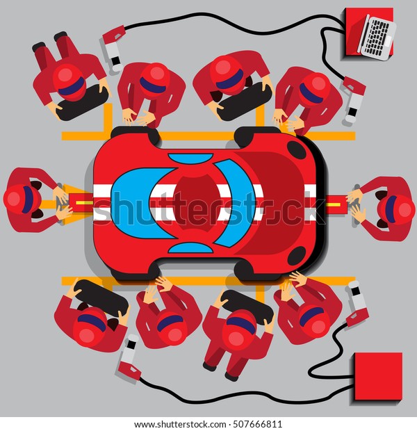 レーシングカーのメンテナンス 上から見る ベクターイラスト のベクター画像素材 ロイヤリティフリー