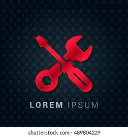 Maintenance Red chromium precious metallic 3D Icon / Logo Design