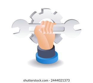 Maintenance repair icon flat isometric 3d illustration concept