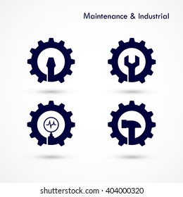 Maintenance and repair logo elements design.Maintenance service and engineering creative symbol.Business and industrial concept.Vector illustration